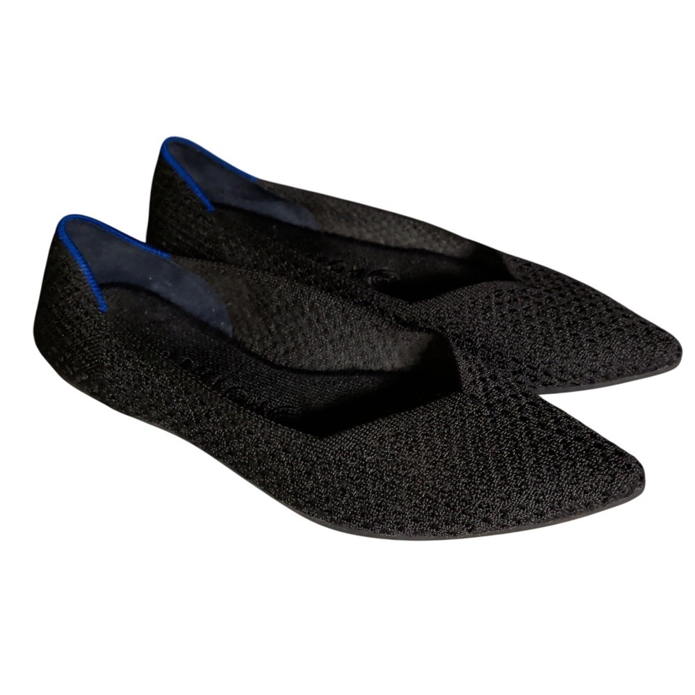 Rothy's The Point Ballet Flats Womens Size 8.5 Black Blue Preppy Lightweight